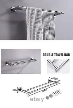 Chrome Stainless Steel Towel Rack Tissue Holder Soap Dish Bathroom Accessories