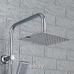 Chrome Thermostatic Bath Shower Mixer With 3 Way Square Rigid Riser Rail Kit