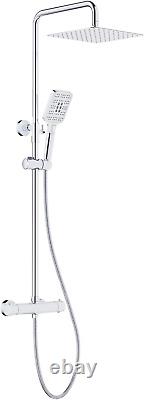 Chrome Thermostatic Shower Set, Adjustable Height, 3 Jet Handheld & 25Cm Rainfal
