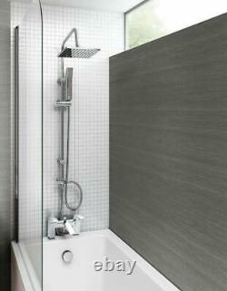 Chrome Waterfall Bath Shower Mixer Tap And 3 Way Square Rigid Riser Shower Kit