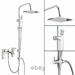 Chrome Waterfall Bath Shower Mixer Tap With 3 Way Square Rigid Riser Shower Kit