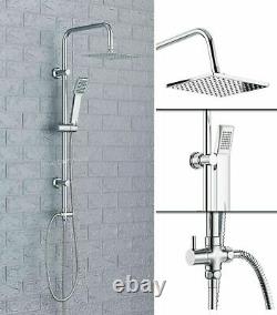 Chrome Waterfall Bath Shower Mixer Tap With 3 Way Square Rigid Riser Shower Kit