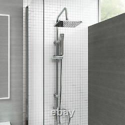 Chrome Waterfall Bath Shower Mixer Tap With 3 Way Square Rigid Riser Shower Kit