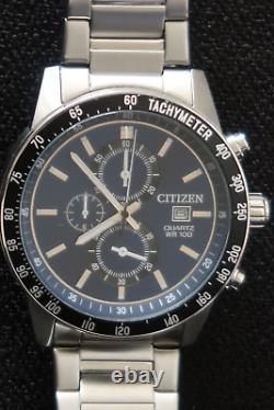 Citizen 0510 S110912 Chronograph Watch Blue & White Dial Brushed Chrome S/steel