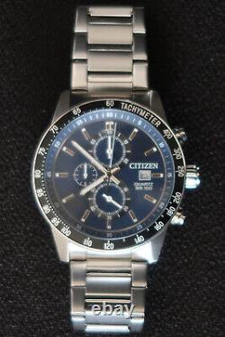 Citizen 0510 S110912 Chronograph Watch Blue & White Dial Brushed Chrome S/steel