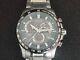 Citizen E650 Eco-drive Chrono Alarm Watch Panda Brushed Chrome Stainless S/strap