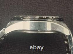 Citizen E650 Eco-drive Chrono Alarm Watch Panda Brushed Chrome Stainless S/strap