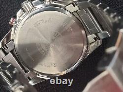 Citizen E650 Eco-drive Chrono Alarm Watch Panda Brushed Chrome Stainless S/strap