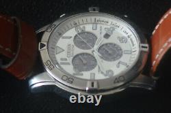 Citizen E820 Eco-drive Watch Perpetual Calender Brushed Chrome And Leather Strap