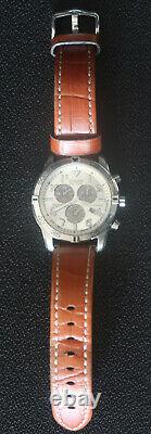 Citizen E820 Eco-drive Watch Perpetual Calender Brushed Chrome And Leather Strap