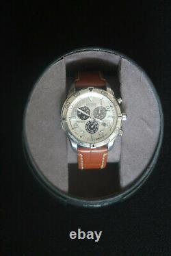 Citizen E820 Eco-drive Watch Perpetual Calender Brushed Chrome And Leather Strap