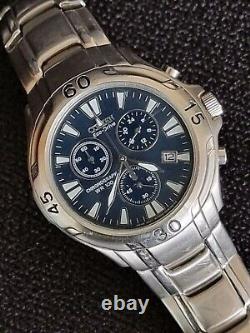 Citizen H500 Eco-drive Cronograph Watch Brushed Chrome And Blue Stainless Strap