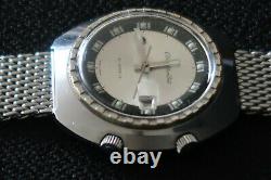 Citizen Mens Watch Alarm Date Mechanical Wind Up Polished Chrome Stainless Strap