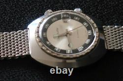 Citizen Mens Watch Alarm Date Mechanical Wind Up Polished Chrome Stainless Strap