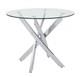 Clear Glass Round Dining Table Chair With Chrome Cross Legs Kitchen Furniture
