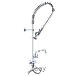 Commercial Pre-Rinse Tap Faucet Kitchen Spray Arm Single/Twin Pedestal Faucet