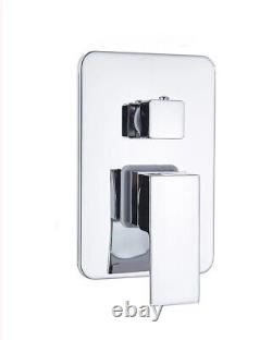 Concealed Thermostatic Shower Mixer Square Chrome Bathroom Twin Head Valve Set
