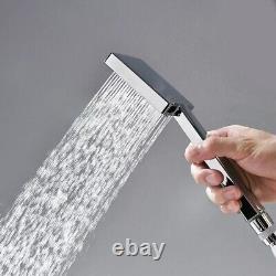Concealed Thermostatic Shower Mixer Square Chrome Bathroom Twin Head Valve Set