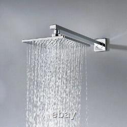 Concealed Thermostatic Shower Mixer Square Chrome Bathroom Twin Head Valve Set