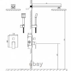 Concealed Thermostatic Shower Mixer Square Chrome Bathroom Twin Head Valve Set