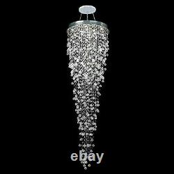 Contemporary Crystal Raindrop Staircase Chandelier Pendant Lighting Lamp Luxury