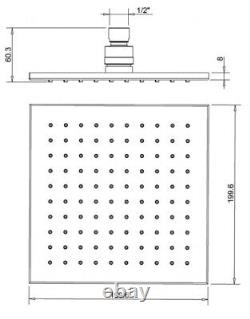 Crosswater Signature 20cm Square Shower Head Stainless Steel New Fh220ss