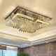 Crystal Led Ceiling Light Chandelier Stainless Steel Modern Bedroom Rectangular