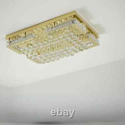 Crystal LED Ceiling Light Chandelier Stainless Steel Modern Bedroom Rectangular