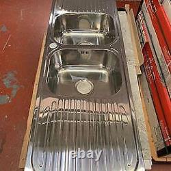 Damage please see pics 1500 x 480mm Commercial Two Bowl Double Drainer(F01)