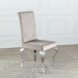 Dining Chairs Louis Velvet Cream Oyster Metal Legs Upholstered Fabric Chair