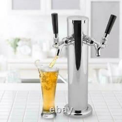 Double-headed 2 Tap Stainless Draft Beer Tower Dual Chrome Faucet Homebrew GF