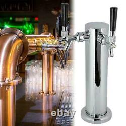 Double-headed 2 Tap Stainless Draft Beer Tower Dual Chrome Faucet Homebrew GF