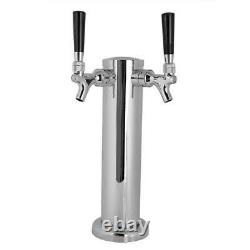 Double-headed 2 Tap Stainless Draft Beer Tower Dual Chrome Faucet Homebrew GF