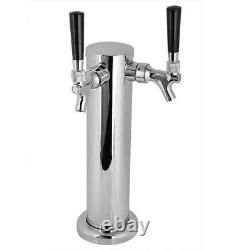 Double-headed 2 Tap Stainless Draft Beer Tower Dual Chrome Faucet Homebrew GF