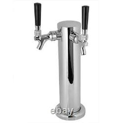 Double-headed 2 Tap Stainless Draft Beer Tower Dual Chrome Faucet Homebrew GF