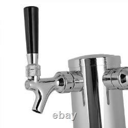 Double-headed 2 Tap Stainless Draft Beer Tower Dual Chrome Faucet Homebrew GF