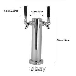 Double-headed 2 Tap Stainless Draft Beer Tower Dual Chrome Faucet Homebrew GF