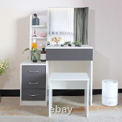 Dressing Table With Mirror 4 Drawers Stool Set Bedroom Vanity Table Makeup Desk