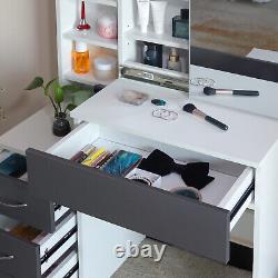 Dressing Table With Mirror 4 Drawers Stool Set Bedroom Vanity Table Makeup Desk