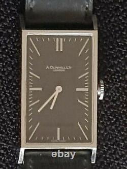 Dunhill 8036 Wafer Quartz Dress Watch Black And Chrome With Black Leather Strap