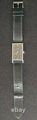 Dunhill 8036 Wafer Quartz Dress Watch Black And Chrome With Black Leather Strap