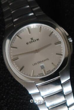 Edox Les Bemonts Ultra Slim Watch 56003 Silver & Chrome Stainless Steel Strap