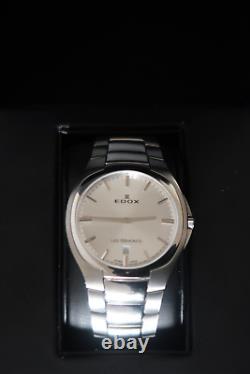 Edox Les Bemonts Ultra Slim Watch 56003 Silver & Chrome Stainless Steel Strap