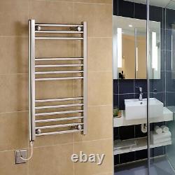 Electric Towel Rail Curved Chrome 500mm wide all heights with 7-day timer