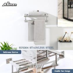 Elegant 16-Inch Stainless Steel Double Towel Rack with Polished Chrome Finish