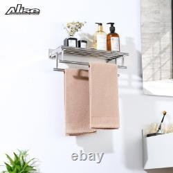 Elegant 16-Inch Stainless Steel Double Towel Rack with Polished Chrome Finish