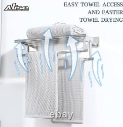 Elegant 16-Inch Stainless Steel Double Towel Rack with Polished Chrome Finish