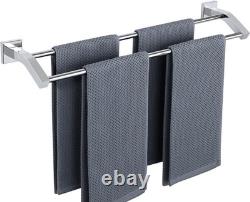 Elegant 24-Inch Heavy-Duty Stainless Steel Double Towel Bar in Polished Chrome