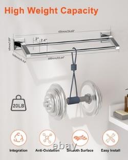 Elegant 24-Inch Heavy-Duty Stainless Steel Double Towel Bar in Polished Chrome