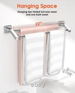 Elegant 24-Inch Heavy-Duty Stainless Steel Double Towel Bar in Polished Chrome